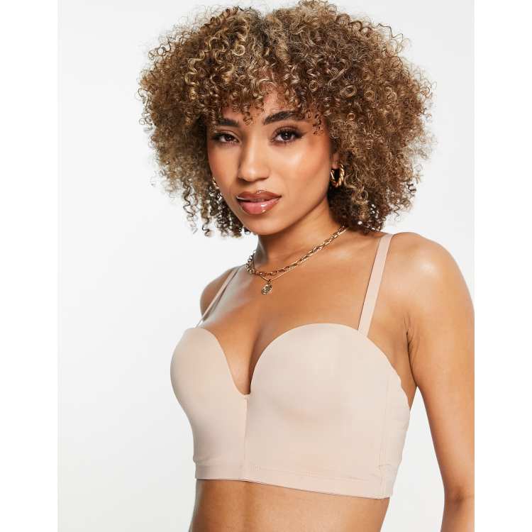 Wonderbra Ultimate backless plunge push up bra in beige