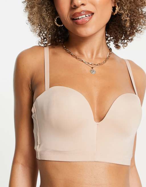 Wonderbra Ultimate backless plunge push up bra in beige