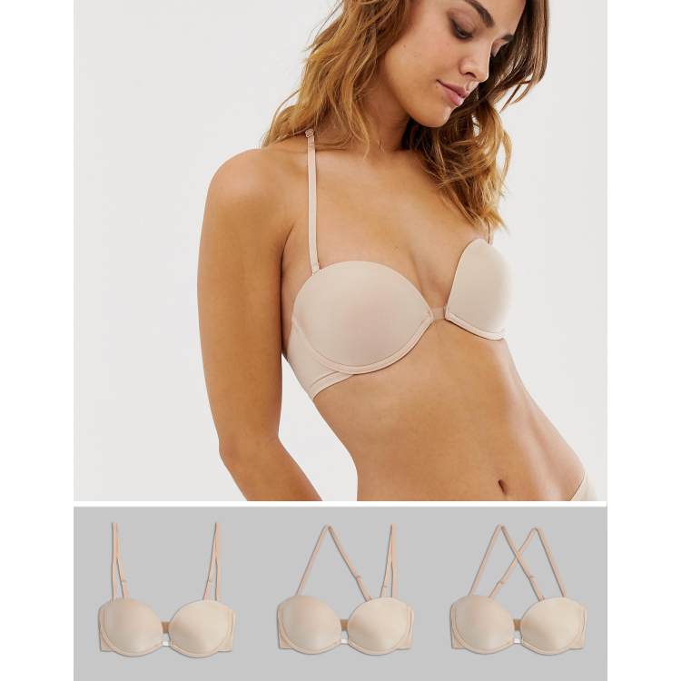 Wonderbra Ultimate backless plunge push up bra in beige