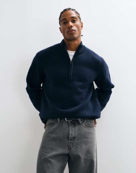Wrangler 1/4 zip wool mix sweatshirt in blue - view 1
