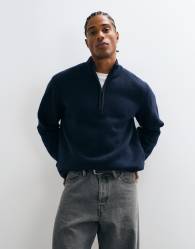 Wrangler 1/4 zip wool mix sweatshirt in blue