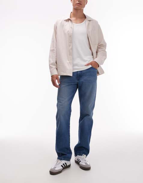 Wrangler 13MWZ original cowboy straight fit jeans in midwash blue