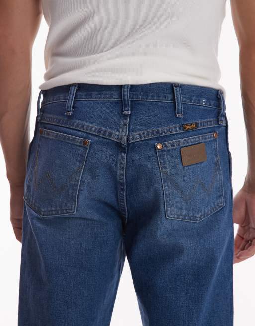 Wrangler 13MWZ original cowboy straight fit jeans in midwash blue