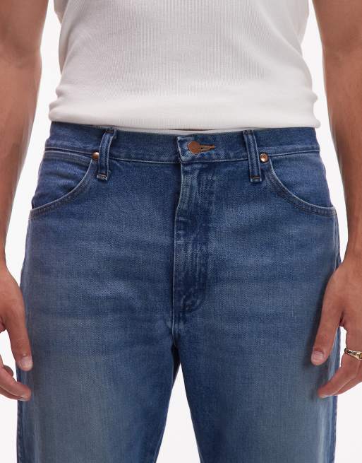 Wrangler 13MWZ original cowboy straight fit jeans in midwash blue, 5 of 5
