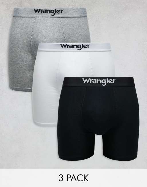 Wrangler 3 pack wilkins medium length trunks in white