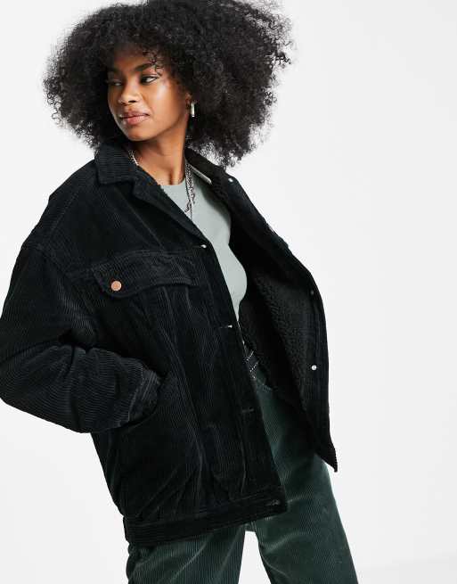 Wrangler - 80s jack van sherpa fleece in zwart