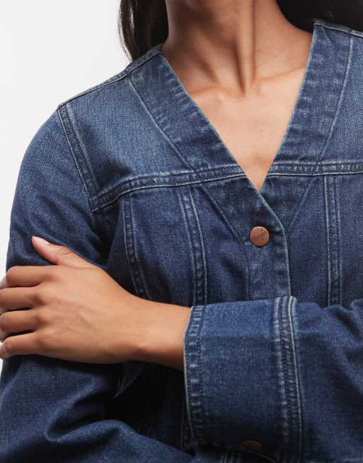 Wrangler abito in denim stile mod a maniche lunghe blu, 2 di 4