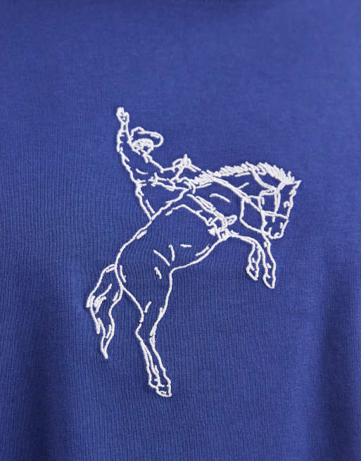 Wrangler angel graphic cropped t-shirt in mid blue, 3 of 4