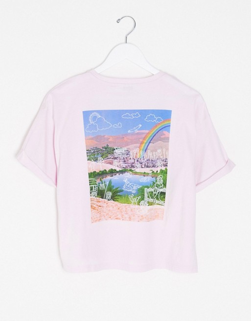Wrangler archive back print cropped t-shirt in lilac