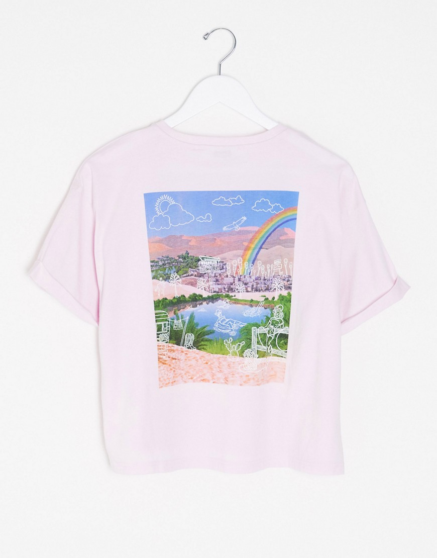 Wrangler – Archive – Lila kort t-shirt med mönster baktill