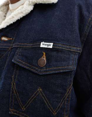 Wrangler authentic sherpa jacket in dark blue ASOS