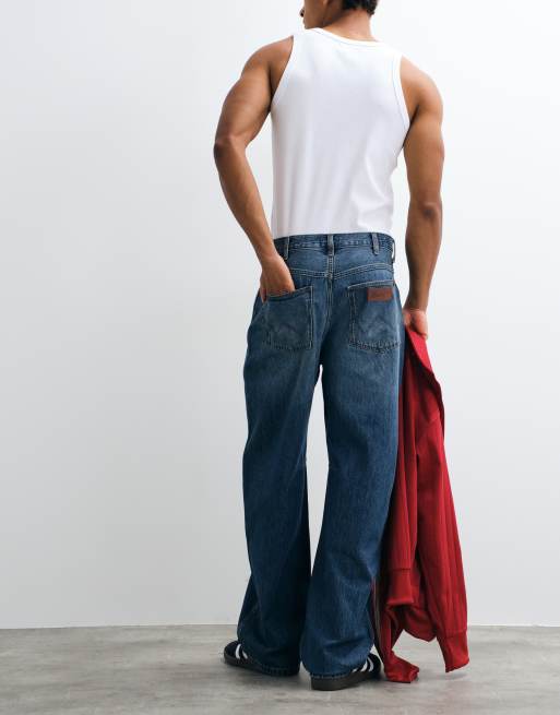 Wrangler baggy barrel denim jeans in dark wash, 2 of 5