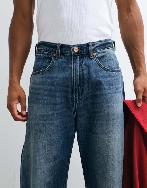 Wrangler baggy barrel denim jeans in dark wash, 3 of 5