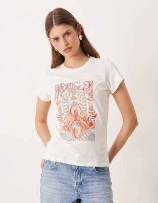 Wrangler - Band-T-Shirt in Wollweiß