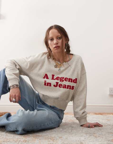 Wrangler - Beige afslappet sweatshirt med sloganprint - view 1