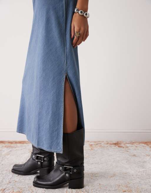 Wrangler bias slip dress in navy, 3 of 4