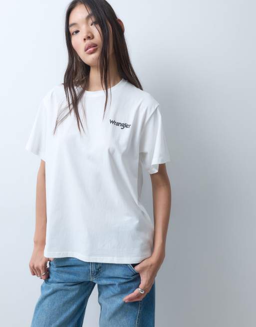 Wrangler biały T-shirt z nadrukiem na plecach, 2 z 9