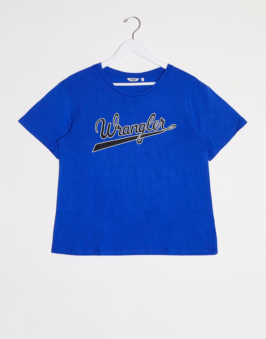 Wrangler – Blå draperad t-shirt