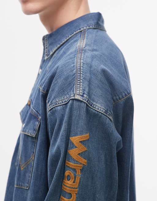 Wrangler – Blå jeansskjorta i cowboystil, 4 av 5