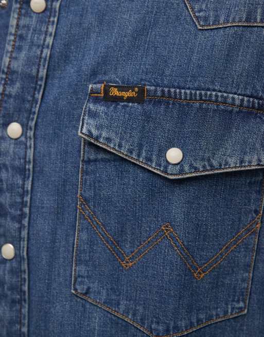 Wrangler – Blå jeansskjorta i cowboystil, 5 av 5