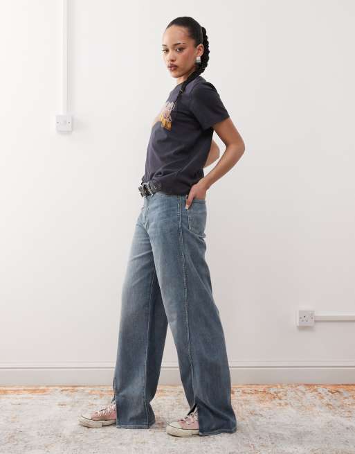 Wrangler – Blå, vintagetvättade, lätta jeans med ledig passform och slitsdetaljer, 3 av 5