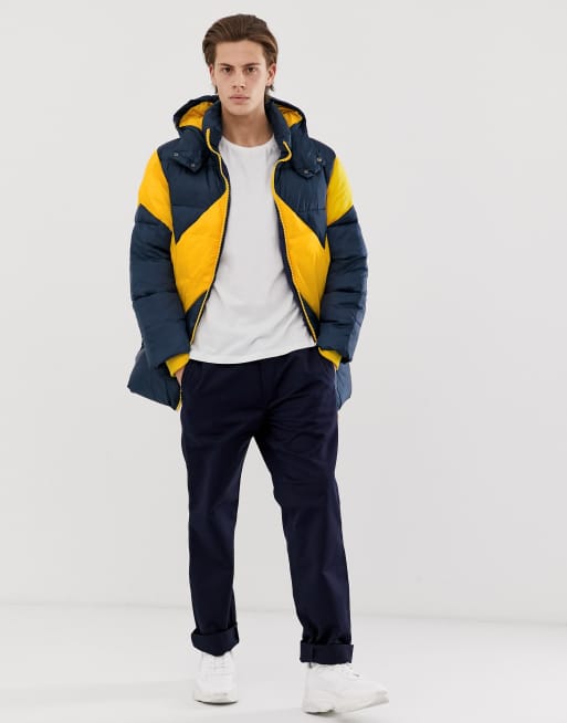 Wrangler blue & hot sale yellow padded jacket