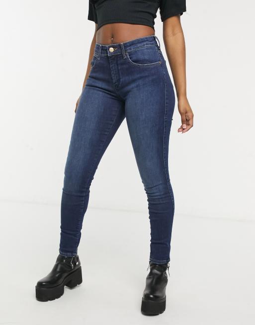 Wrangler body bespoke mid rise skinny jeans in dark blue | ASOS