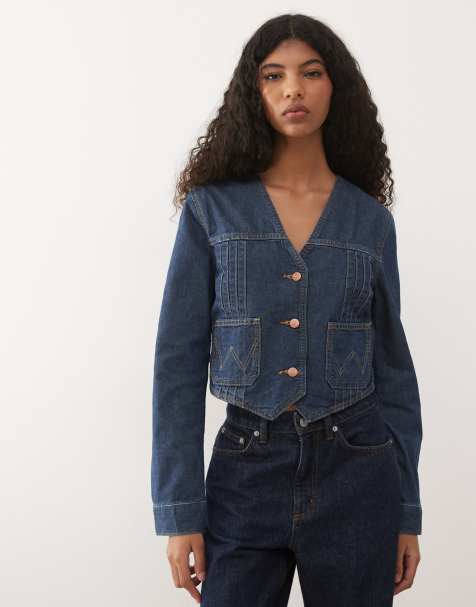 Wrangler bolero denim jacket in dark blue wash 
