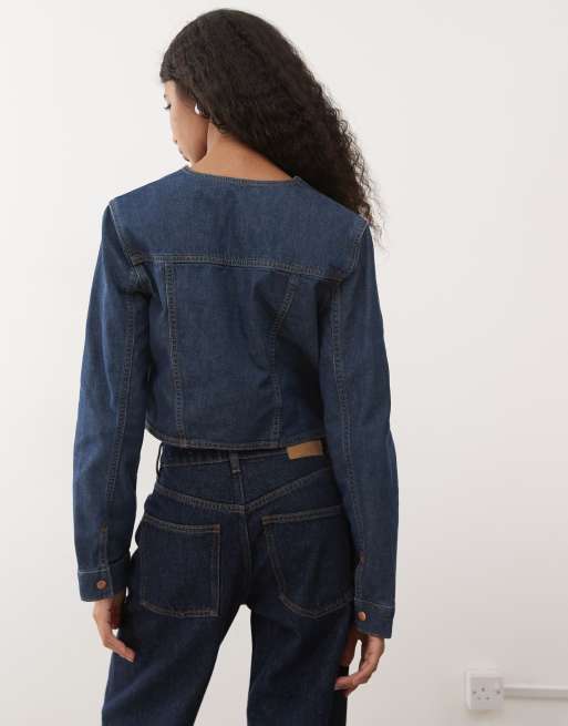 Wrangler – Bolero – Jeansjacke in dunkelblauer Waschung , 4 von 4