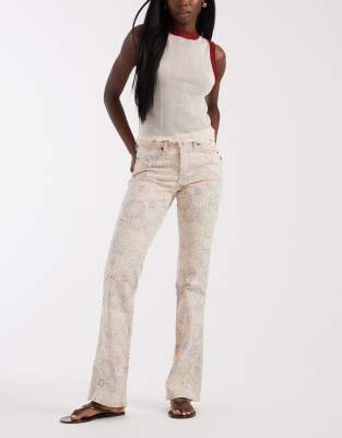 Bootcut-Jeans mit floralem Muster-Bunt Bunt W24 L32