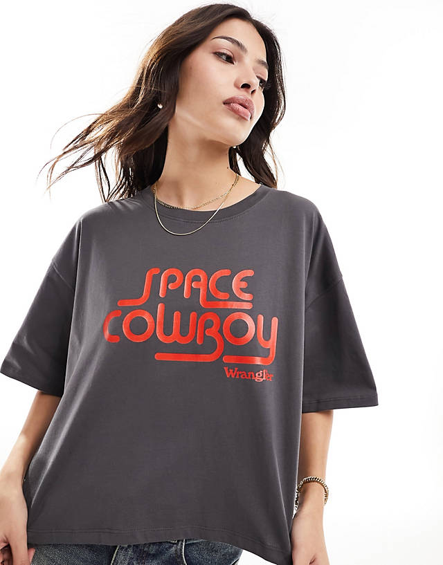 Wrangler - boxy cropped space cowboy t-shirt in grey