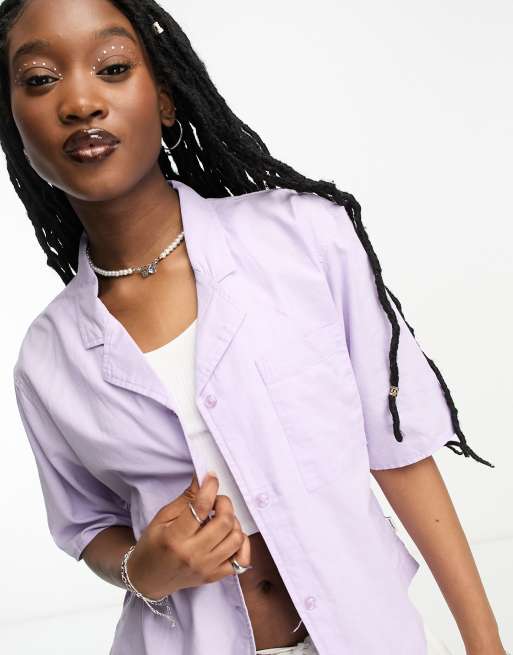 Wrangler boxy fit woven shirt in pastel lilac | ASOS