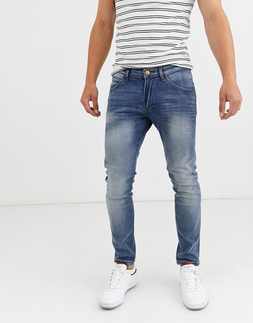 Wrangler - Bryson - Jeans skinny con fibre trasversali-Blu