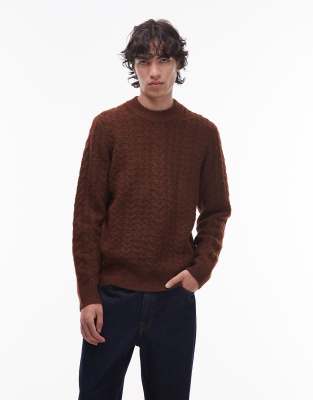 Wrangler Wrangler cable knit jumper in brown