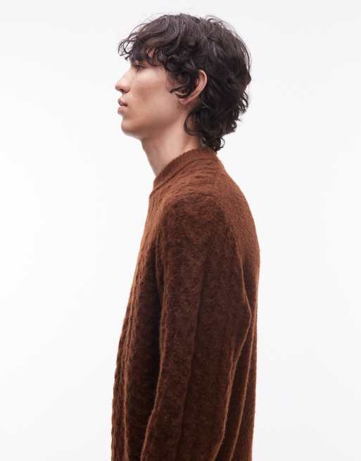 Wrangler cable knit jumper in brown, 5 of 5