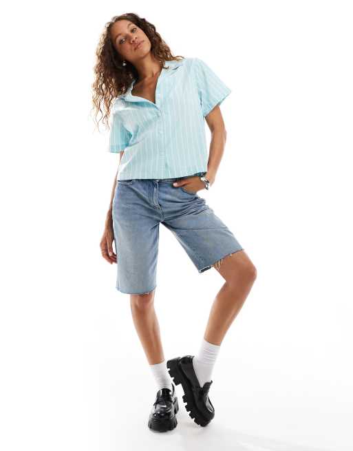 Wrangler - Camicia a maniche corte verde menta a righe