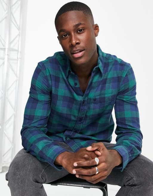 Wrangler - Camicia a maniche lunghe a quadri con tasca