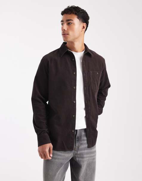 Wrangler - Camicia a maniche lunghe in tessuto a coste marrone cioccolato - view 1