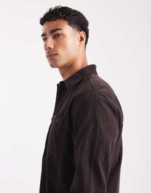 Wrangler - Camicia a maniche lunghe in tessuto a coste marrone cioccolato, 4 di 5