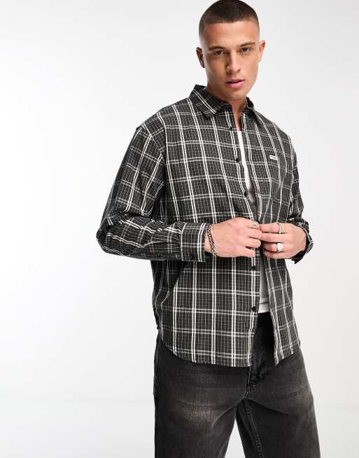 Wrangler - Camicia a maniche lunghe nera a quadri
