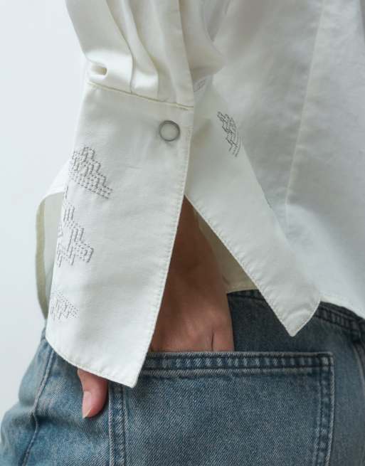 Wrangler camicia western slim color avorio, 2 di 4