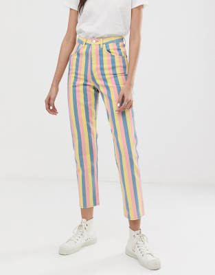 striped jean pants