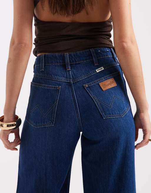 Wrangler – Canyon – Jeans in dunkelblauer Waschung mit hohem Bund und weitem Bein, 4 von 5