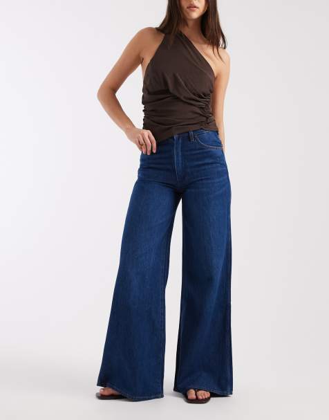 Wrangler - Canyon - Jeans met wijde pijpen en hoge taille in blauw met donkere wassing - view 1