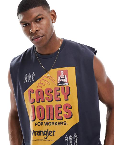 Wrangler - Casey Jones - Arbejdstøj - Vasket sort afslappet træningsoverdel med plakat-logoprint - view 1