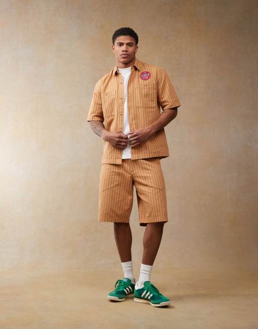 Wrangler - Casey Jones - Camicia a maniche corte comoda arancione a righe in coordinato, 3 di 4
