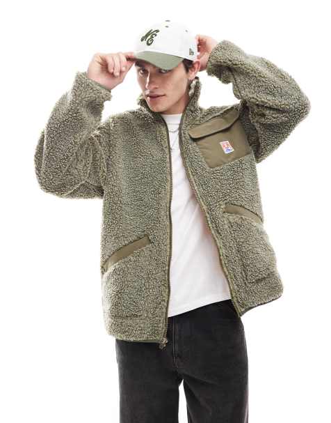 Wrangler - Casey Jones - Giacca in pile borg montone stile workwear color verde medio - view 1