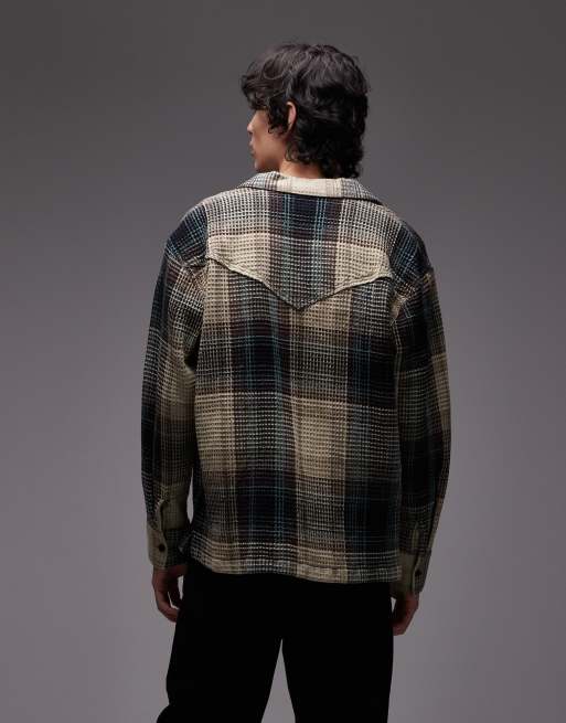 Wrangler - Casey Jones - Grøn workwear-skjorte med lange ærmer, vaffeltekstur og tern, 3 af 5