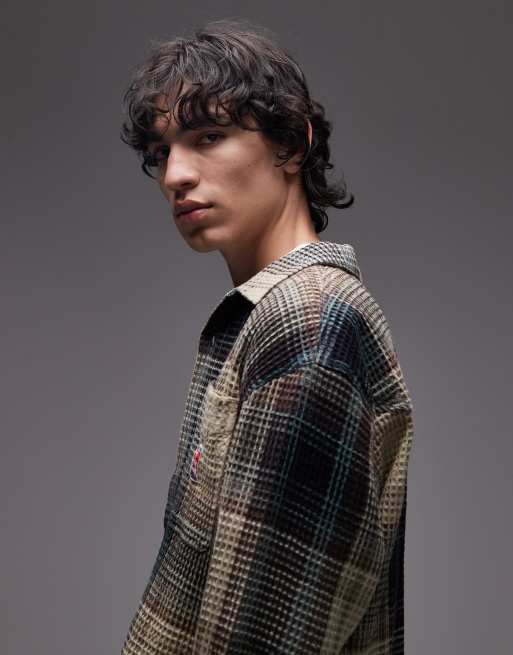 Wrangler - Casey Jones - Grøn workwear-skjorte med lange ærmer, vaffeltekstur og tern, 4 af 5