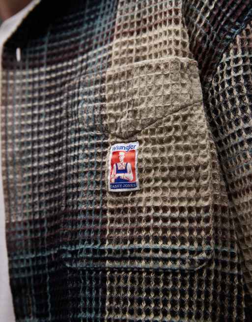 Wrangler - Casey Jones - Grøn workwear-skjorte med lange ærmer, vaffeltekstur og tern, 5 af 5